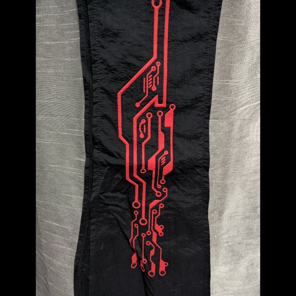 Vintage Cyberdog Loin Cloth Panel Skirt Red Circuitry Black Medium - Picture 2 of 8